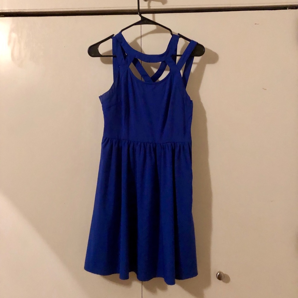 Royal blue straps back dress